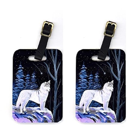 Carolines Treasures Carolines Treasures SS8400BT Pair of 2 Starry Night Siberian Husky Luggage Tags SS8400BT